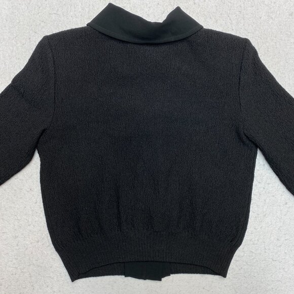 St John Jacket Womens PS Black Caviar Knit Bomber Patch Pockets Retail $890 - Picture 11 of 13